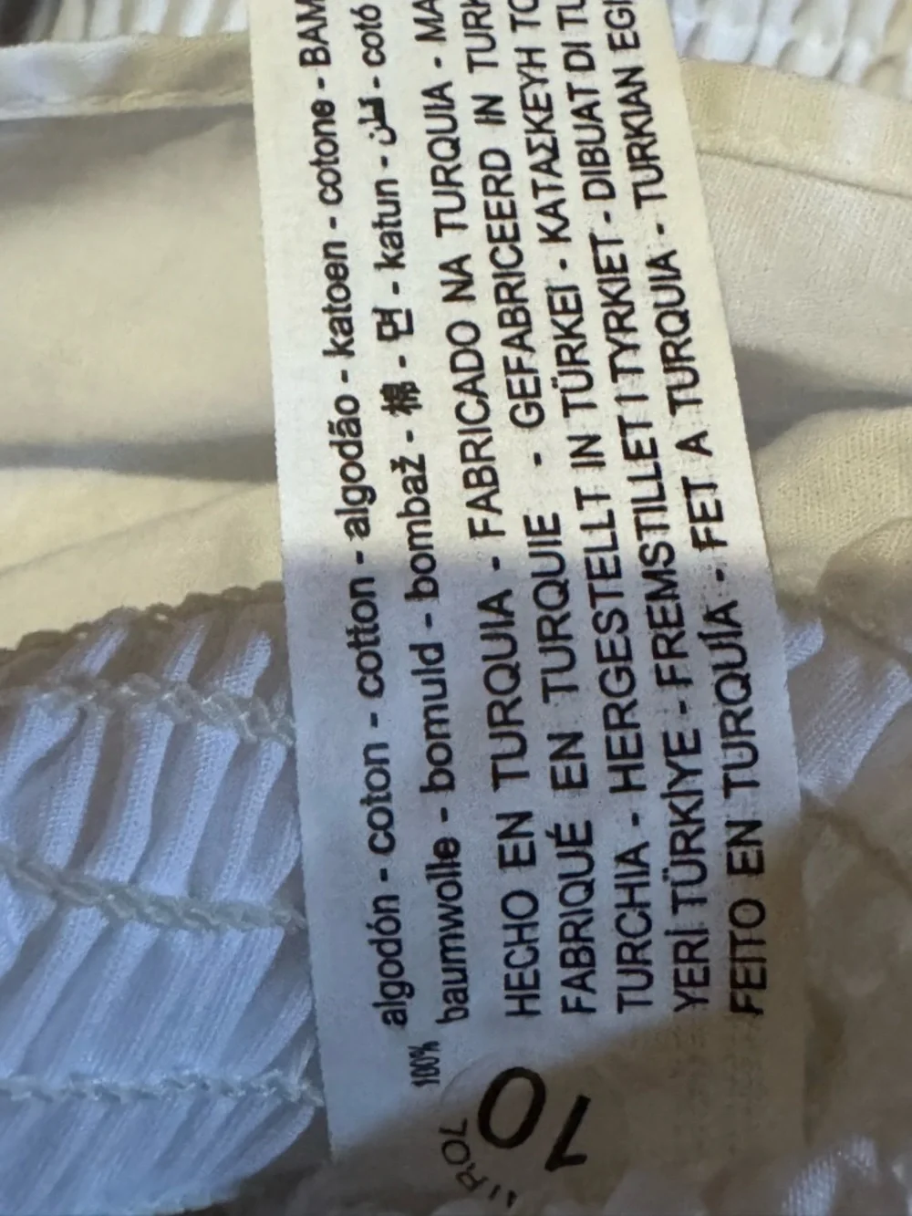 Zara White Smocked Puff Sleeves Cropped 100% Cotton Top Size M